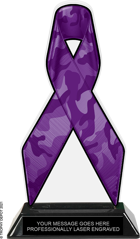 Camouflage Purple Ribbon Colorix-T Acrylic Trophy - 8 inch