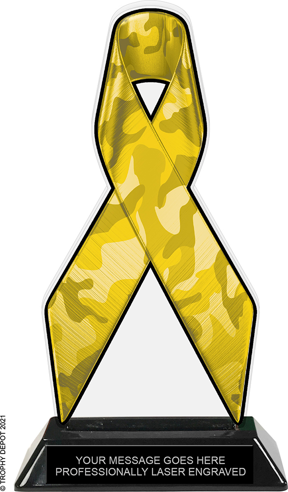 Camouflage Yellow Ribbon Colorix-T Acrylic Trophy - 8 inch