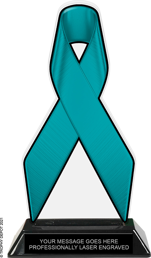 Teal Ribbon Colorix-T Acrylic Trophy - 8 inch