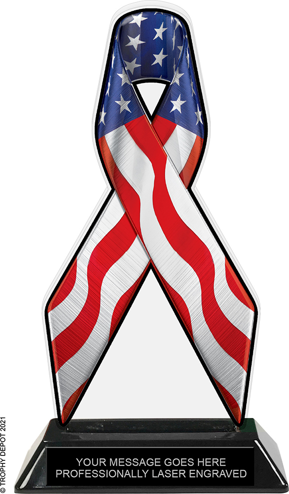 USA Flag Ribbon Colorix-T Acrylic Trophy - 8 inch