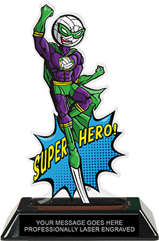 Volleyball Male Super Hero Acrylic Trophy- 8 inch