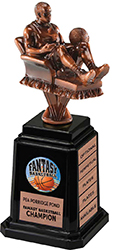 Bronze Finish Armchair Fantasy Basketball Sculpture on Quad-Tower Base