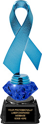 Blue Awareness Ribbon Diamond Riser Trophy