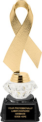 Gold Awareness Ribbon Diamond Riser Trophy