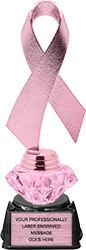 Pink Awareness Ribbon Diamond Riser Trophy