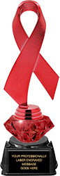 Red Awareness Ribbon Diamond Riser Trophy