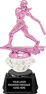 Softball Pink Metallic Diamond Riser Trophy on Synthetic Regal Base
