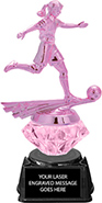 Soccer Pink Metallic Diamond Riser Trophy on Synthetic Regal Base