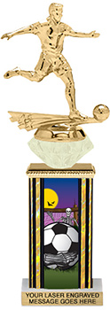 Halloween Soccer Diamond Riser Rectangle Column Trophy- 11 inch