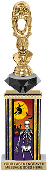 Halloween Skeletons Diamond Riser Rectangle Column Trophy- 11 inch