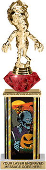 Halloween Zombie Diamond Riser Rectangle Column Trophy- 11 inch