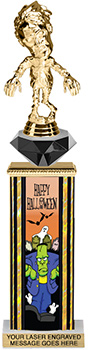Halloween Frankenstien Diamond Riser Rectangle Column Trophy- 13 inch