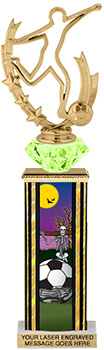 Halloween Soccer Diamond Riser Rectangle Column Trophy- 13 inch