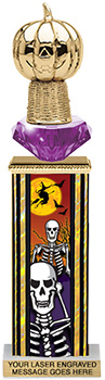 Halloween Skeletons Diamond Riser Rectangle Column Trophy- 13 inch