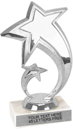 Silver Double Shooting Star figure on Marble Base Trophy