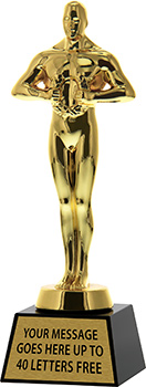 Male Metal Achievement Figure on Marble Base- Gold