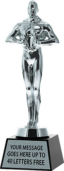 Male Metal Achievement Figure on Marble Base- Silver