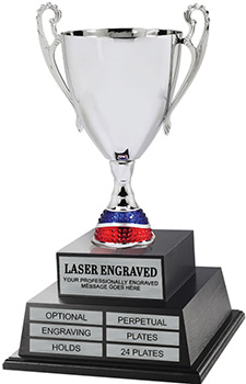 Silver Metal Cup Twin Tier Perpetual Trophy