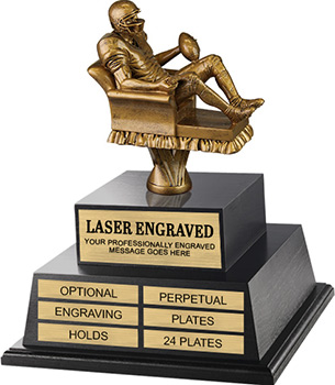 Gold Finish Armchair Fantasy Football Twin Tier Perpetual Trophy