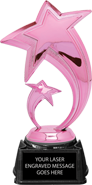 Double Shooting Stars Pink Metallic Trophy on Synthetic Regal Base