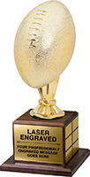 Full Size Gold Finish Football Trophy on Genuine Walnut Base