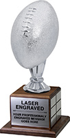 Full Size Silver Finish Football Trophy on Genuine Walnut Base
