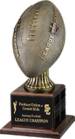 Full Size Fantasy Football Trophy on Genuine Walnut Base