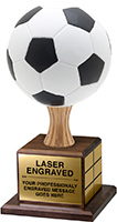 Full Size Soccer Ball Trophy on Genuine Walnut Base