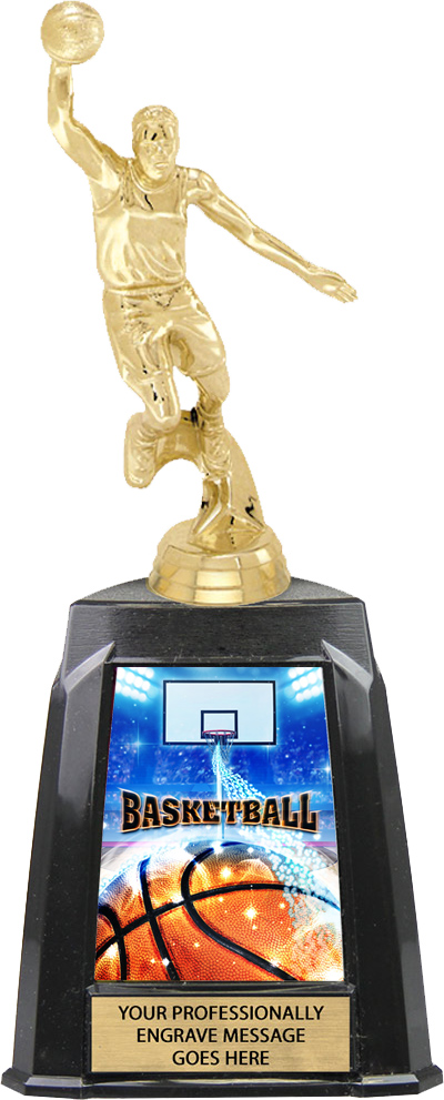 Basketball Male Exclusive Tri-Tower Trophy - 10 inch