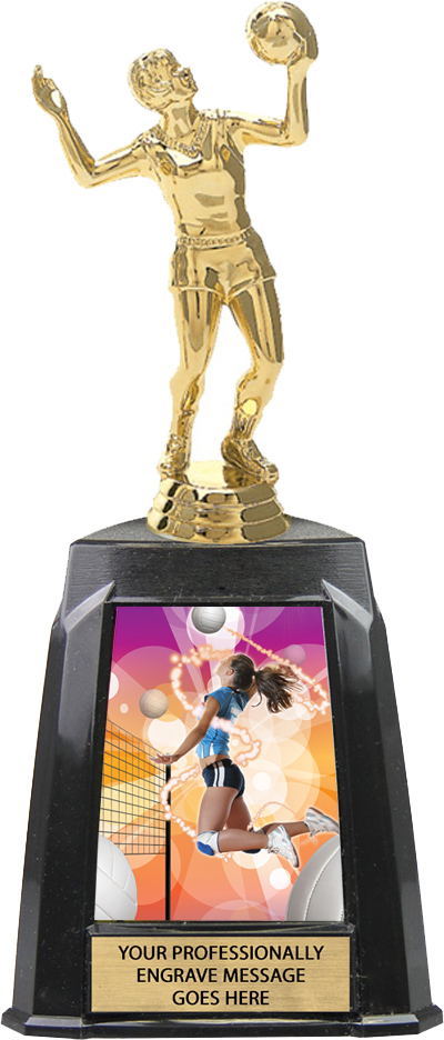 Volleyball Female Exclusive Tri-Tower Trophy - 10 inch