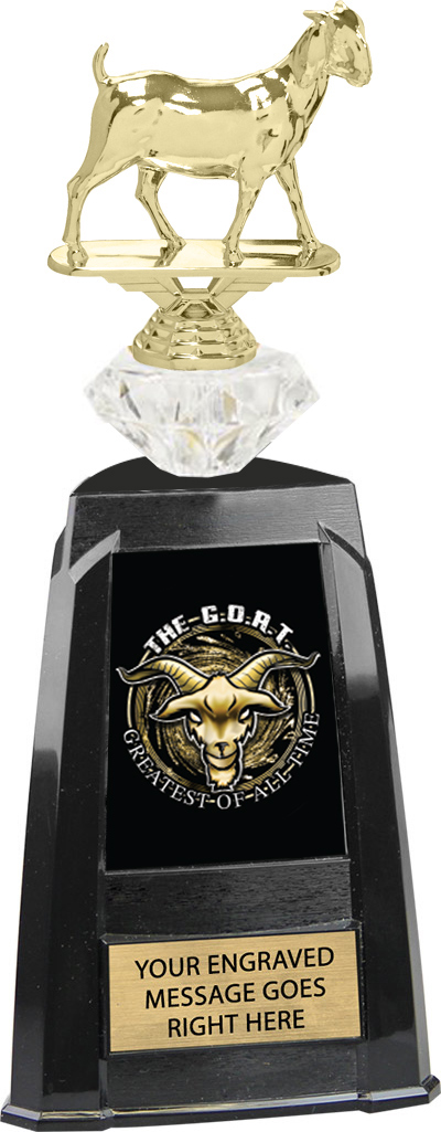 Diamond Riser Tri-Tower G.O.A.T. Trophy - Cartoon