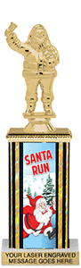 Glow in the Dark Santa Run Rectangle Column Trophy- 10 inch