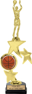 Basketball Triple Star Spinning Riser Trophy w/ Figurine