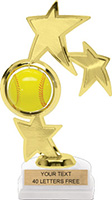 Softball Triple Star Spinning Trophy