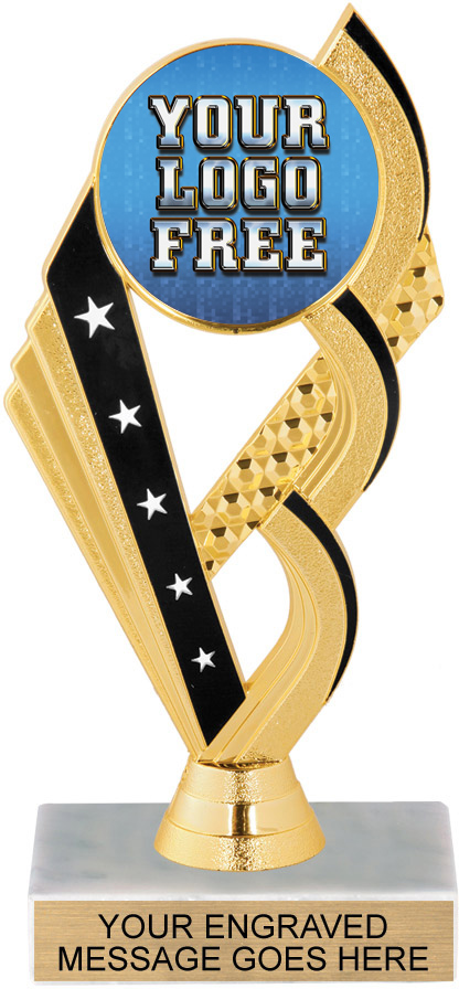 Custom Black and Gold Rolling Arch Insert Trophy