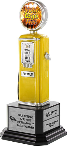 Premium Gas Pump Custom Insert Resin Trophy on Monument Base