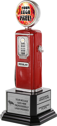 Regular Gas Pump Custom Insert Resin Trophy on Monument Base