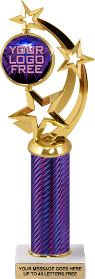 Spinning Triple Star Custom Insert Trophy w/ Column - 12.5 inch