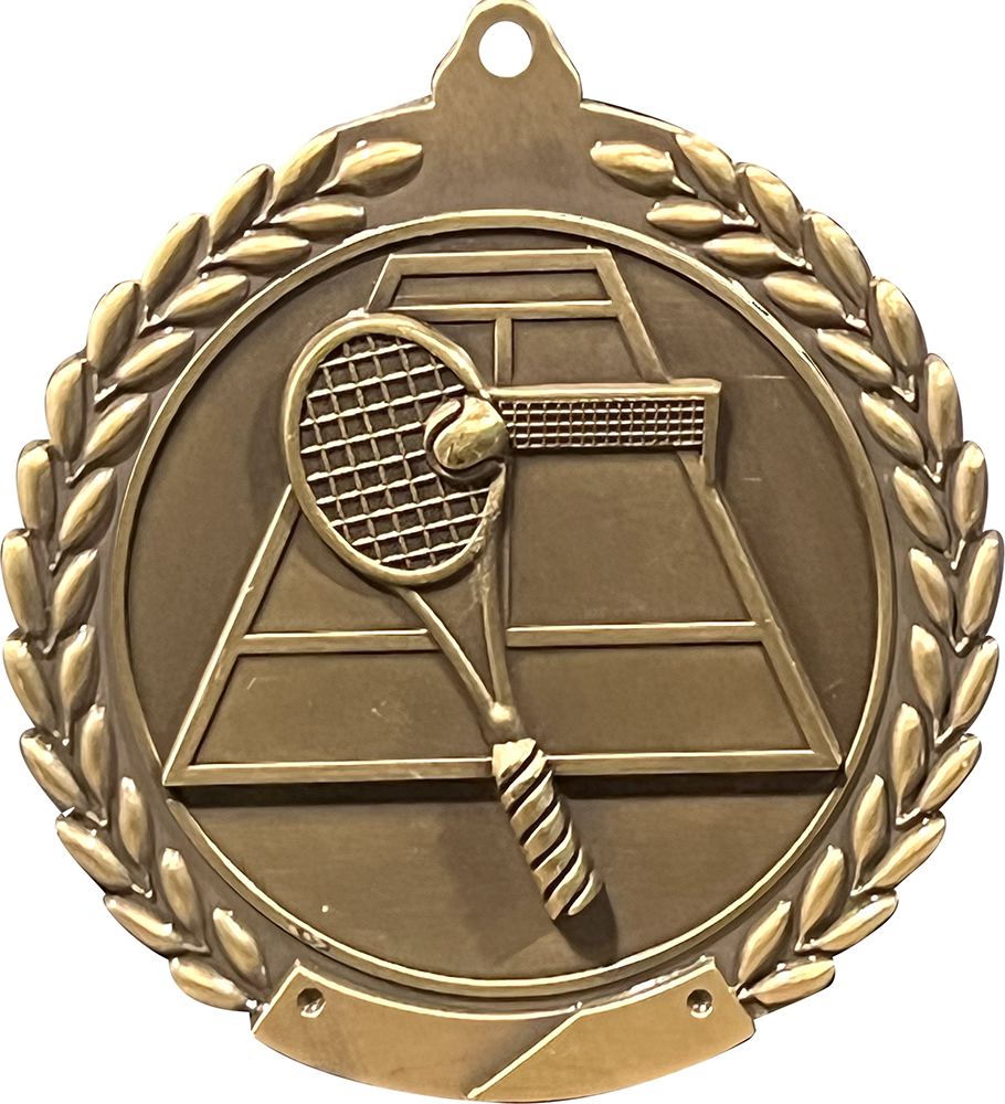 Tennis 1.75 inch Wreath Framed Diecast Medal