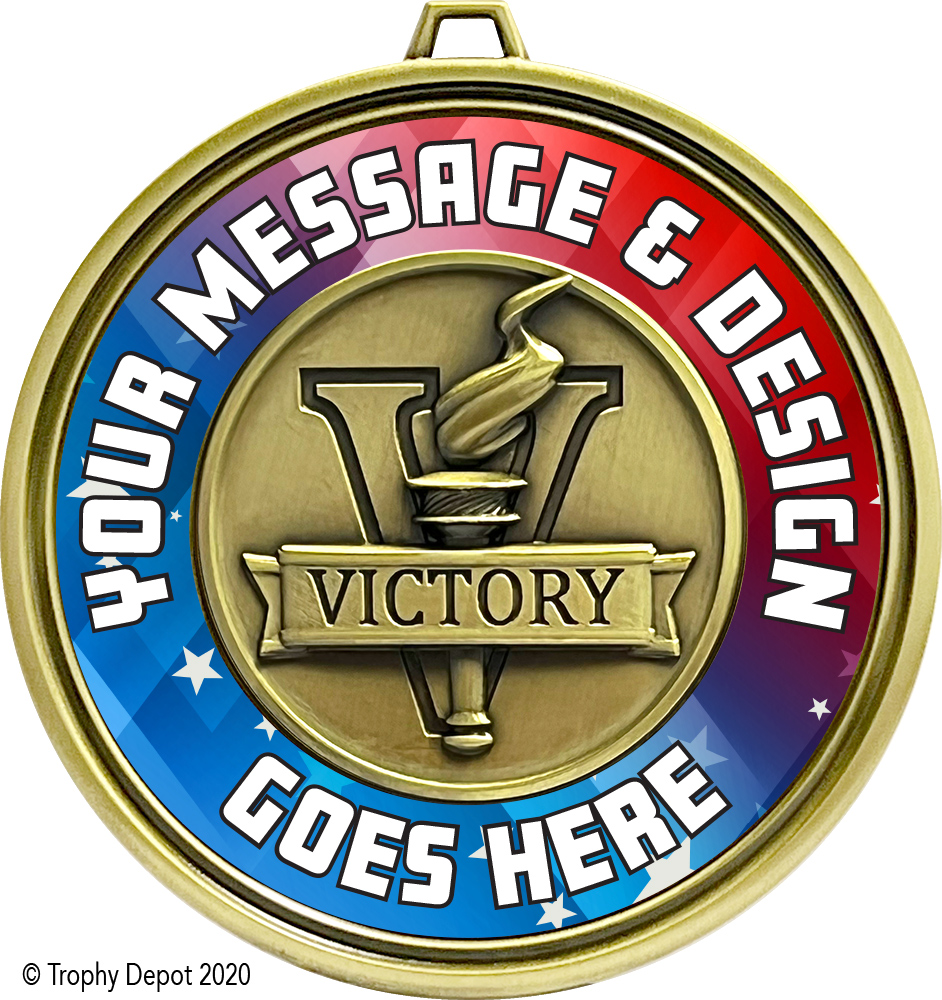 Custom 3 inch Eclipse Insert Medal - Victory Torch