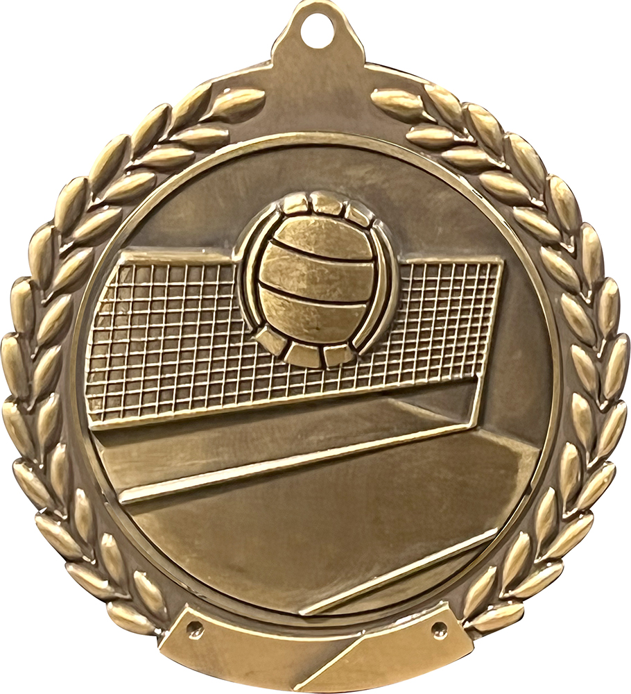 Volleyball 1.75 inch Wreath Framed Diecast Medal