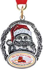 Custom Logo 3D Happy Holidays Santa Ornament with Neck Ribbon