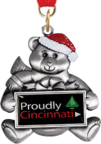 Custom Logo 3D Christmas Bear Ornament with Neck Ribbon