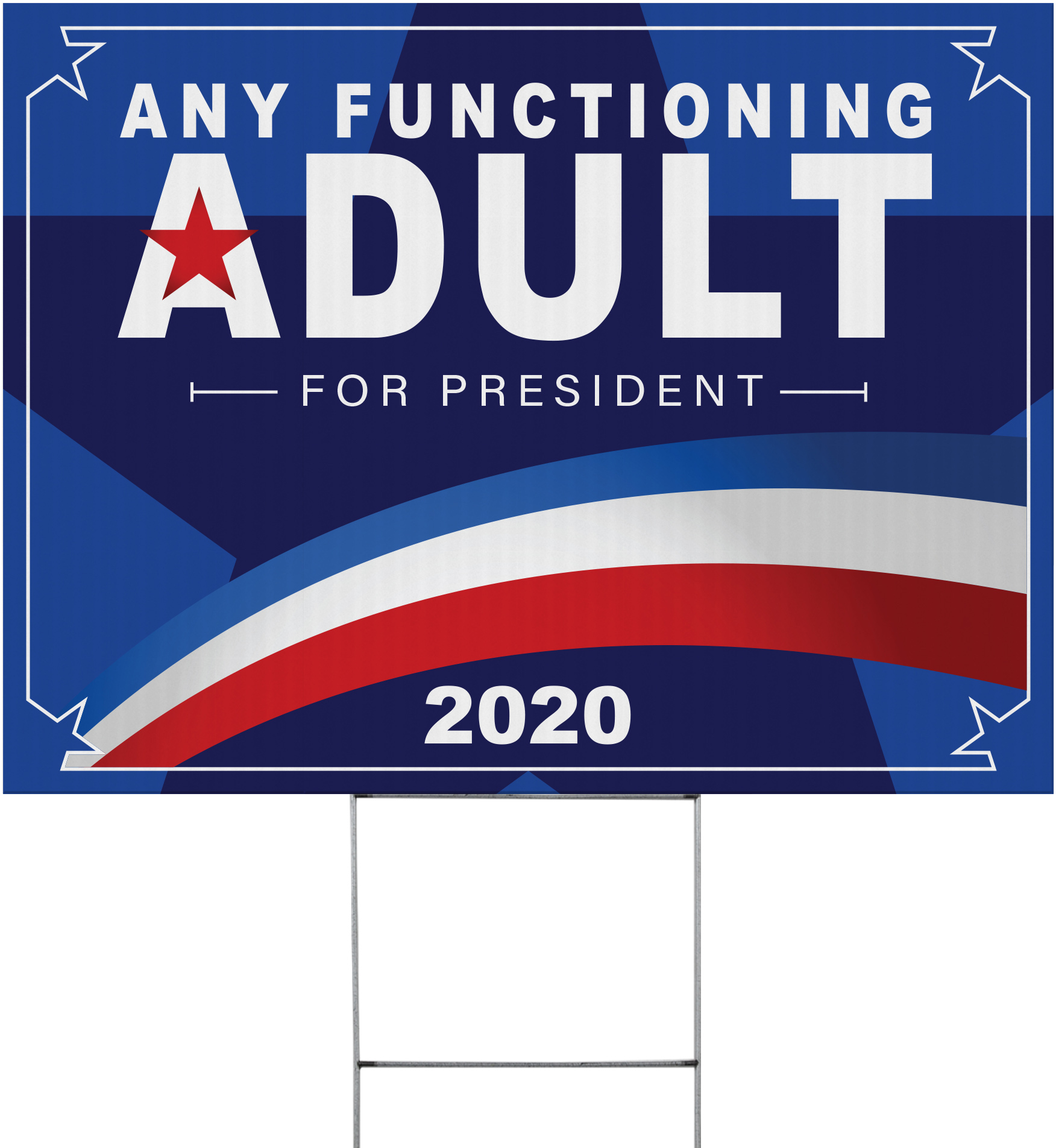 ANY FUNCTIONING ADULT for President Political Yard Sign - 24 x 18 inch