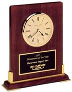 Rosewood Stained Desktop Clock with Gold Metal Accents