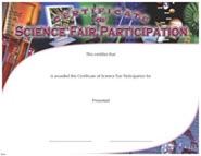 Full Color Certificates: Science Fair Participation 