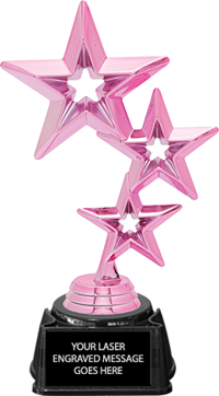 Triple Star Pink Metallic Trophy on Synthetic Regal Base