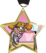 Basketball Star-Shaped Insert Medal