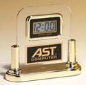 Acrylic Clock with LCD Movement on a Gold Base