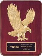Rosewood Stained Piano Finish Plaque with Eagle